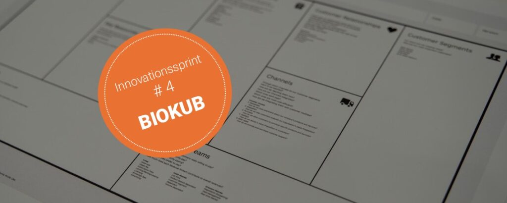 Skissblock och text Innovationssprint 4 Biokub