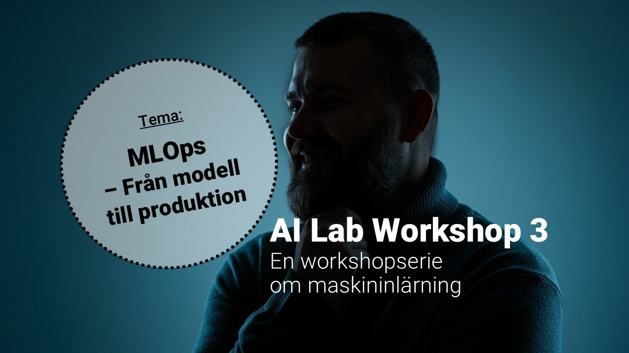 Silhuett mot blå bakgrund, text Workshop 3