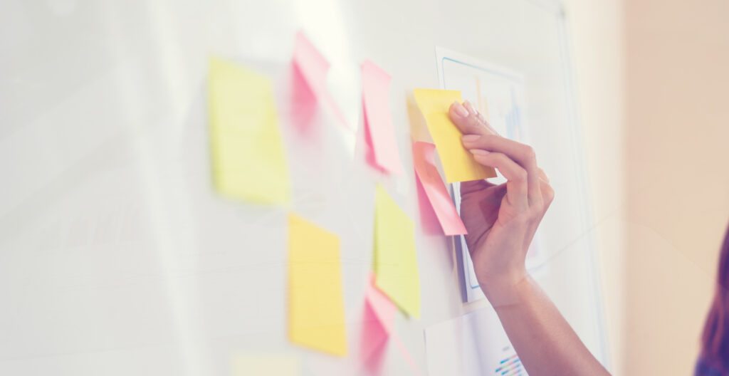 Whiteboard and sticky notes